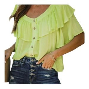NWT Free People Marcella Top- Lime